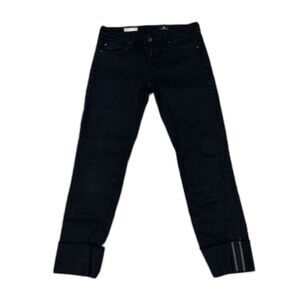 AG Adriano Goldschmied Jeans Womens 27 Stevie Cuff Slim Straight Black Stretch